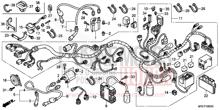 WIRE HARNESS (VT750C2/C2F/C2B) for Shadow Aero DEGITAL SILVER METALLIC (NHA30A) from 2008